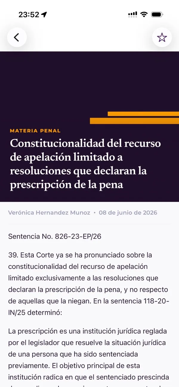 La Corte Dice app: reading a ruling