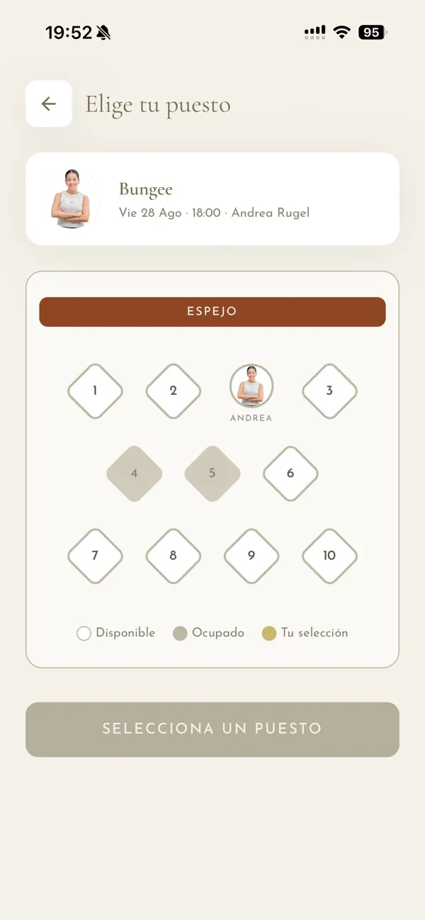 ONNA app: pick your spot in the Bungee room